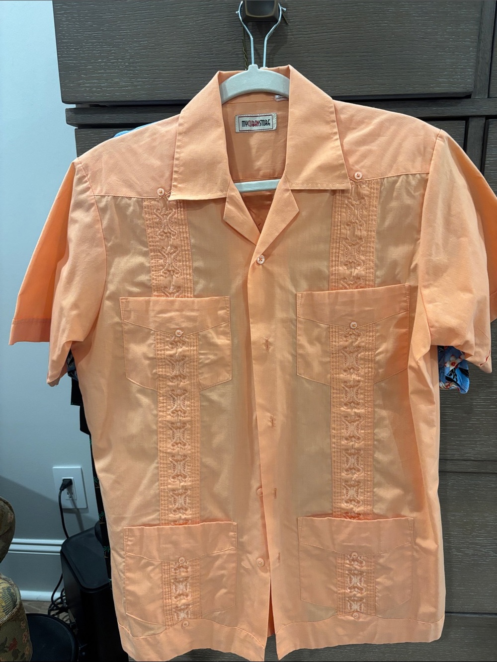 Classic Peach Guayabera Short-Sleeve Shirt